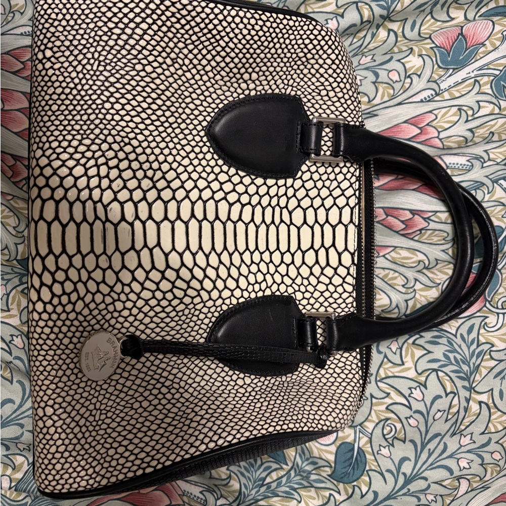 Brahmin black and white hand bag